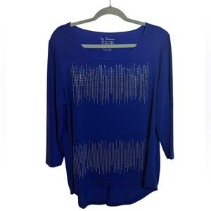 Chico’s Bright Navy Embellished Front Top Sz 2 (12)